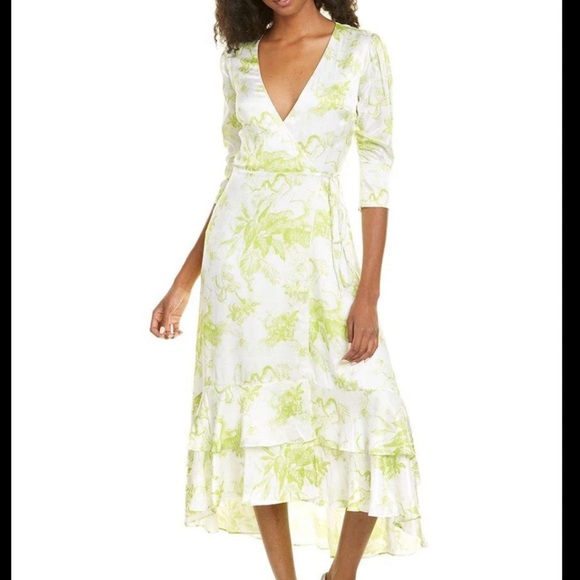 All Saints | Dresses | All Saints Green And White Floral Wrap Dress |  Poshmark